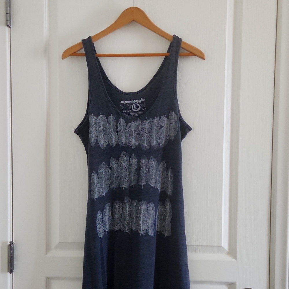 Long casual blue heather dress